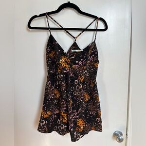 Urban Outfitters Black and Orange Floral Tank Top